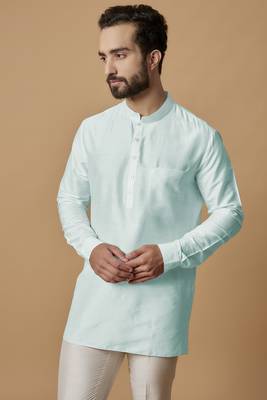 Sky blue pintucked shirt kurta 2