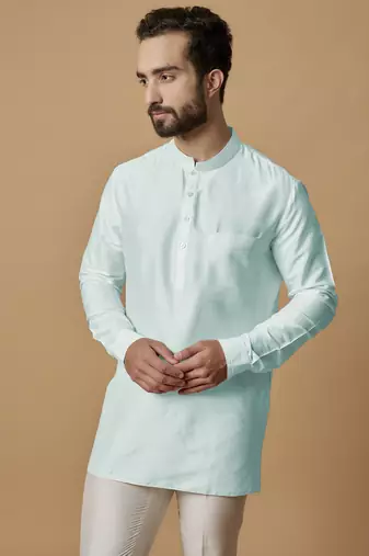 Sky blue pintucked shirt kurta