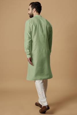 Pista green tab detail kurta set 3