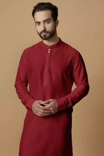 Red tab detail kurta set