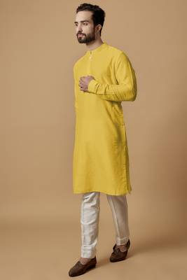 Yellow tab detail kurta set 1