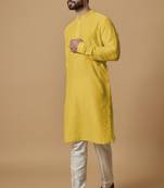 Yellow tab detail kurta set