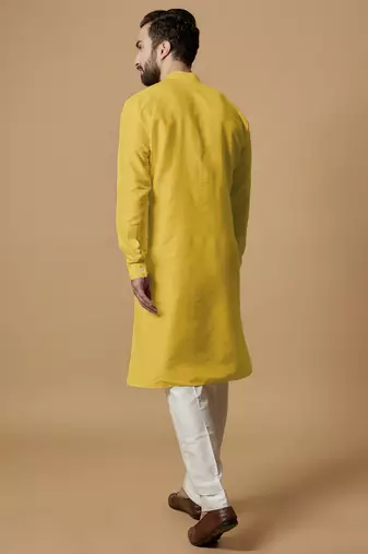 Yellow tab detail kurta set