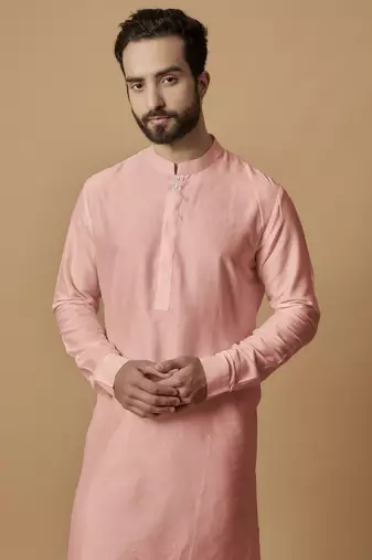 Salmon tab detail kurta set
