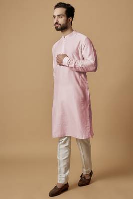 Baby pink tab detail kurta set 1