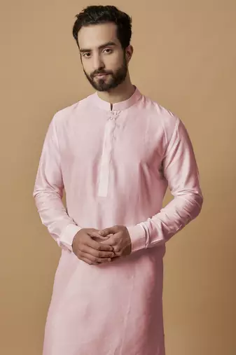 Baby pink tab detail kurta set