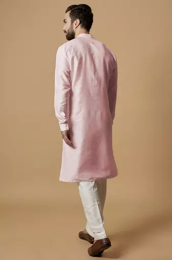 Baby pink tab detail kurta set