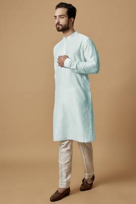 Sky blue tab detail kurta set 1