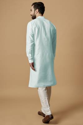 Sky blue tab detail kurta set 3