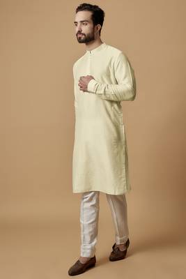 Beige tab detail kurta set 1