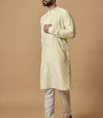 Beige tab detail kurta set