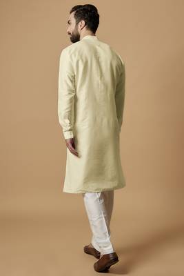 Beige tab detail kurta set 3