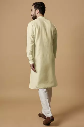 Beige tab detail kurta set