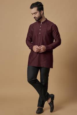 Maroon pintucked shirt kurta 1