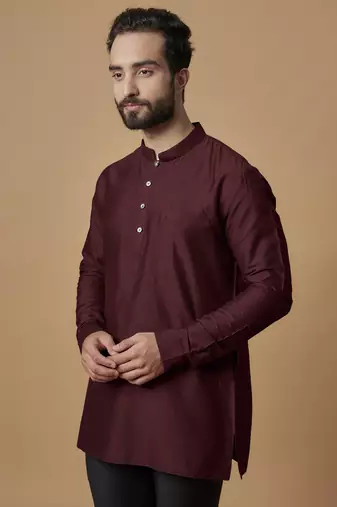 Maroon pintucked shirt kurta