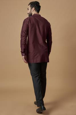 Maroon pintucked shirt kurta 3