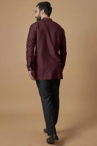 Maroon pintucked shirt kurta