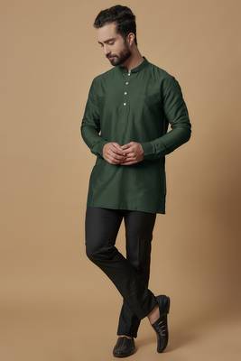 Bottle green pintucked shirt kurta 1