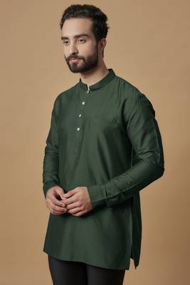 Bottle green pintucked shirt kurta 2