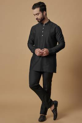 Black pintucked shirt kurta 1