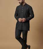 Black pintucked shirt kurta