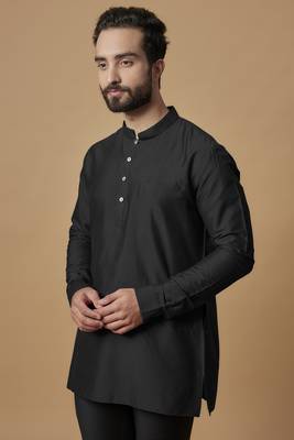 Black pintucked shirt kurta 2