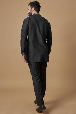 Black pintucked shirt kurta 3
