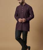 Wine pintucked shirt kurta