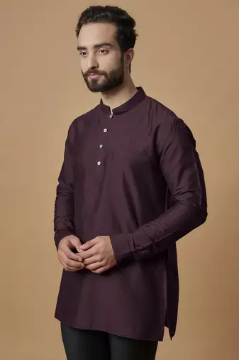 Wine pintucked shirt kurta