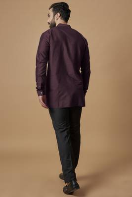 Wine pintucked shirt kurta 3