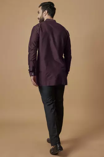 Wine pintucked shirt kurta