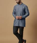 Charcoal grey pintucked shirt kurta