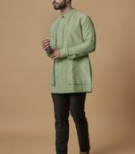 Pista green layered shirt kurta
