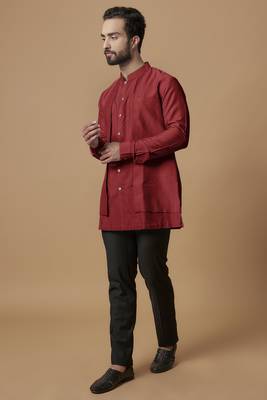 Red ayered shirt kurta 1
