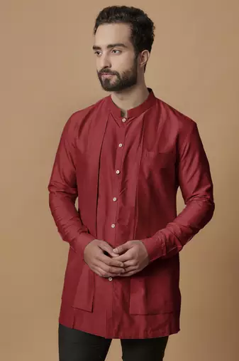 Red ayered shirt kurta