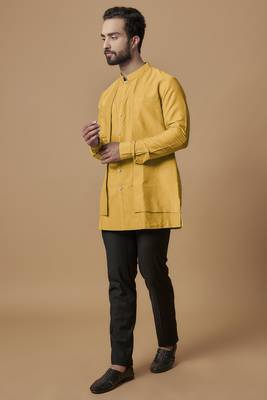 Orange layered shirt kurta 1