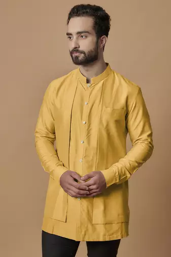 Orange layered shirt kurta