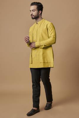 Yellow layered shirt kurta 1