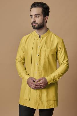 Yellow layered shirt kurta 2