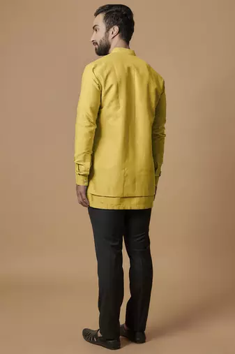 Yellow layered shirt kurta