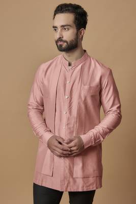 Salmon layered shirt kurta 2