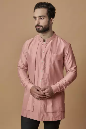 Salmon layered shirt kurta