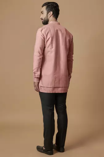 Salmon layered shirt kurta