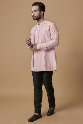 Baby pink layered shirt kurta 1