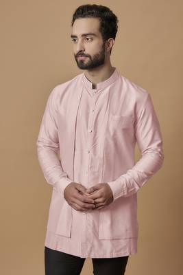 Baby pink layered shirt kurta 2