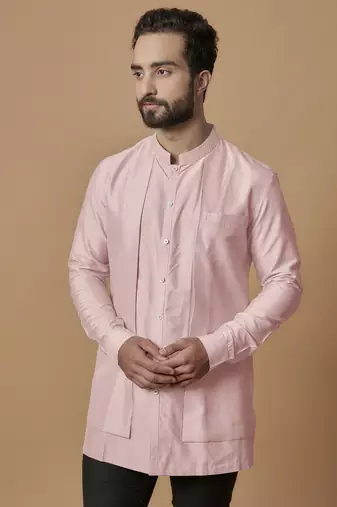 Baby pink layered shirt kurta
