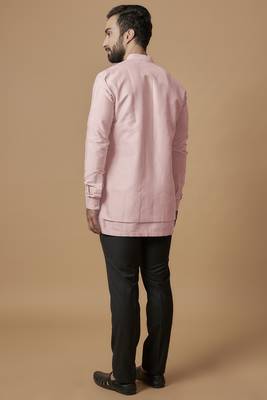 Baby pink layered shirt kurta 3