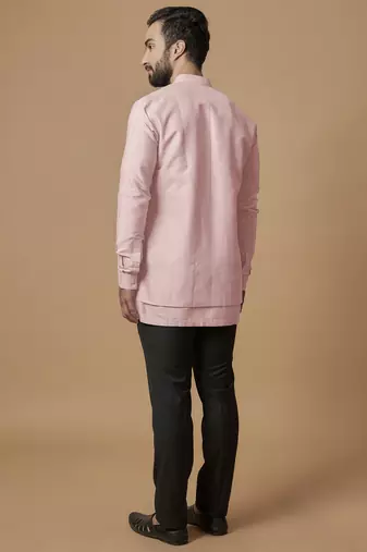 Baby pink layered shirt kurta