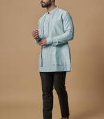 Sky blue layered shirt kurta