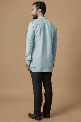 Sky blue layered shirt kurta 3